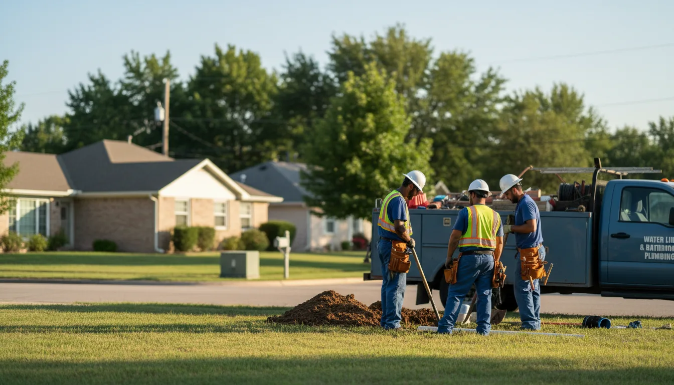 Residential water line and bathroom plumbing service in Fayetteville, AR
